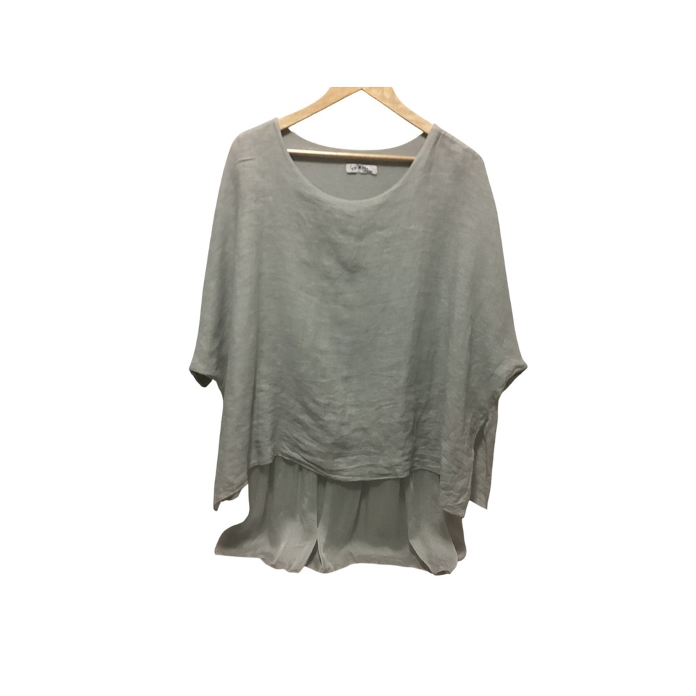 Gigi Moda Tunic Top Oversized Womens One Size Gray Linen Silk Layered Made Italy